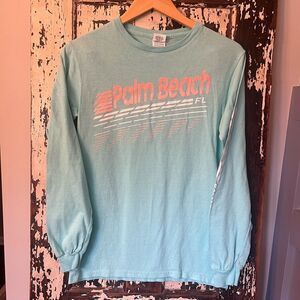 Palm Beach Graphic Long Sleeve Shirt. Vintage. Unisex. Delta pro weight small.